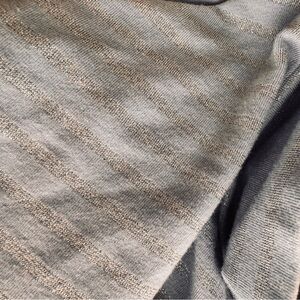 CHICO’S MOCK TURTLENECK.  Size 2.  Pale blue and metallic silver stripe.